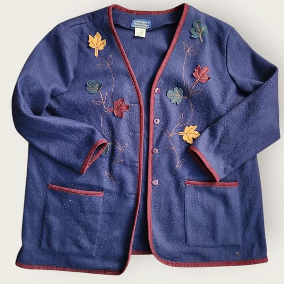 Willow Ridge Sweaters - Willow Ridge Cardigan Women's Sz 2x Button up Front Pockets Autumn Leaves  VTG